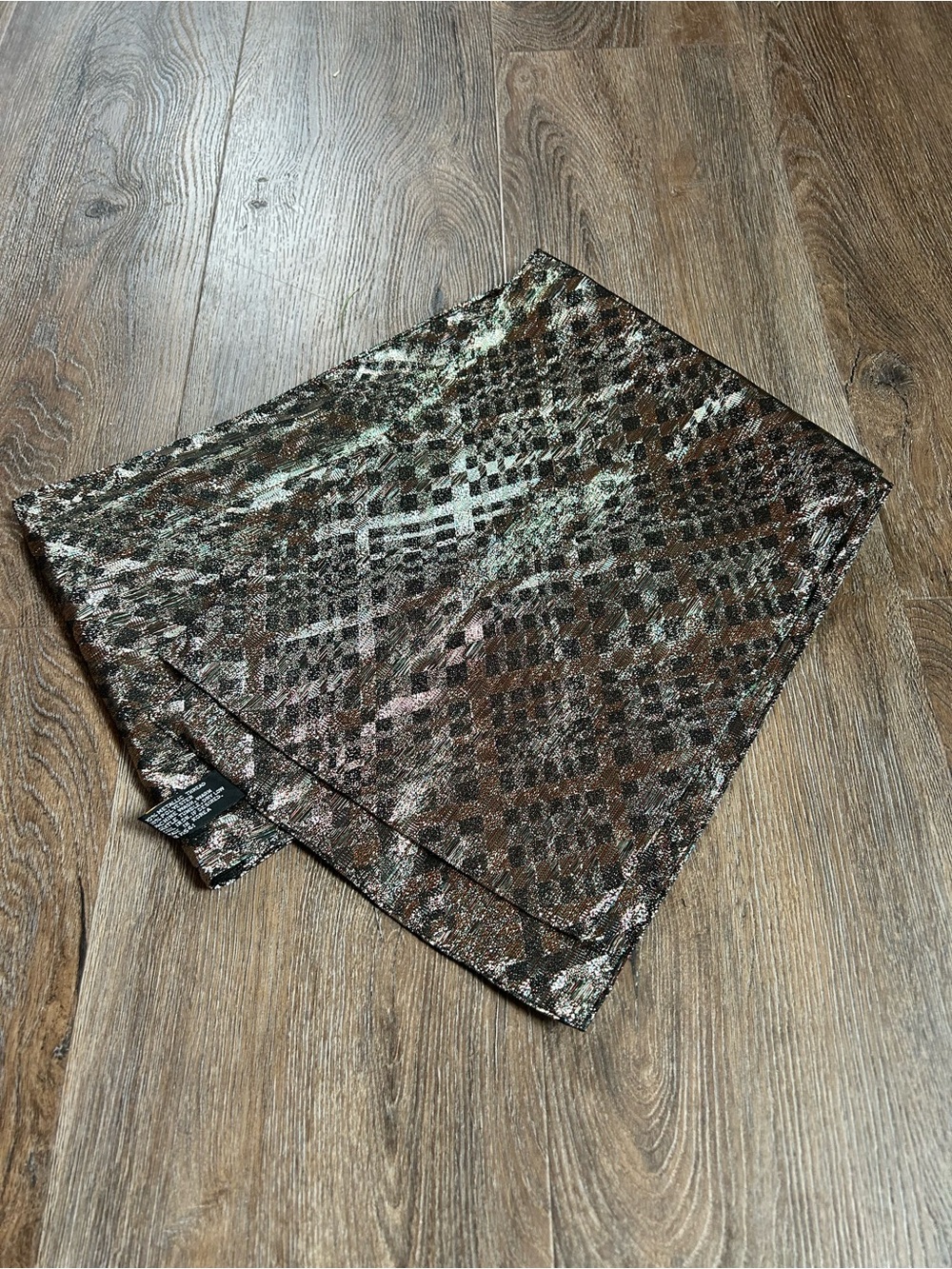 Metallic Snake-Print Scarf in Bronze and Olive